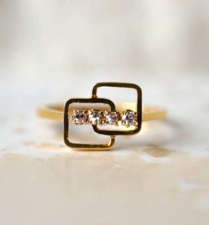 Bague carrés entrelacés Diamants