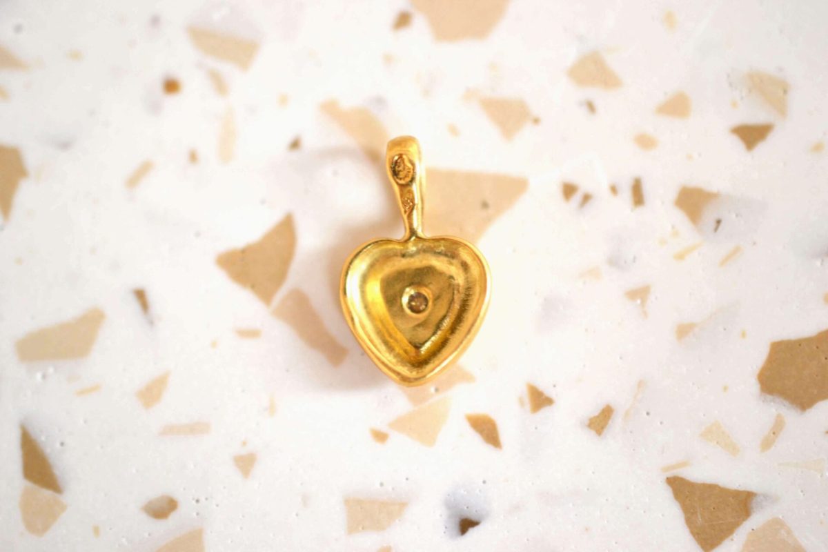 pendentif coeur or jaune diamant