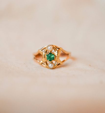 bague art nouveau perles de culture blanches
