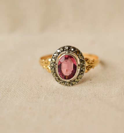 Bague Marcassites et Verre Rose