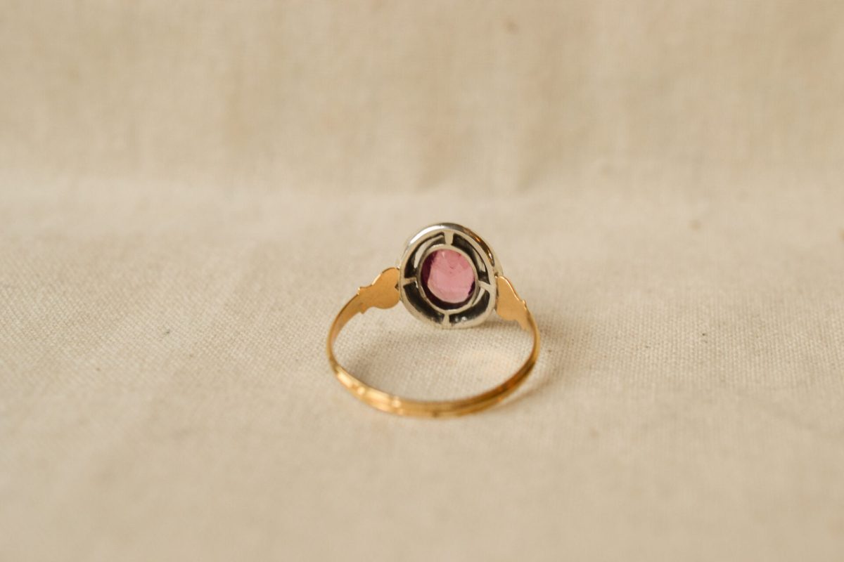 Bague Marcassites et Verre Rose