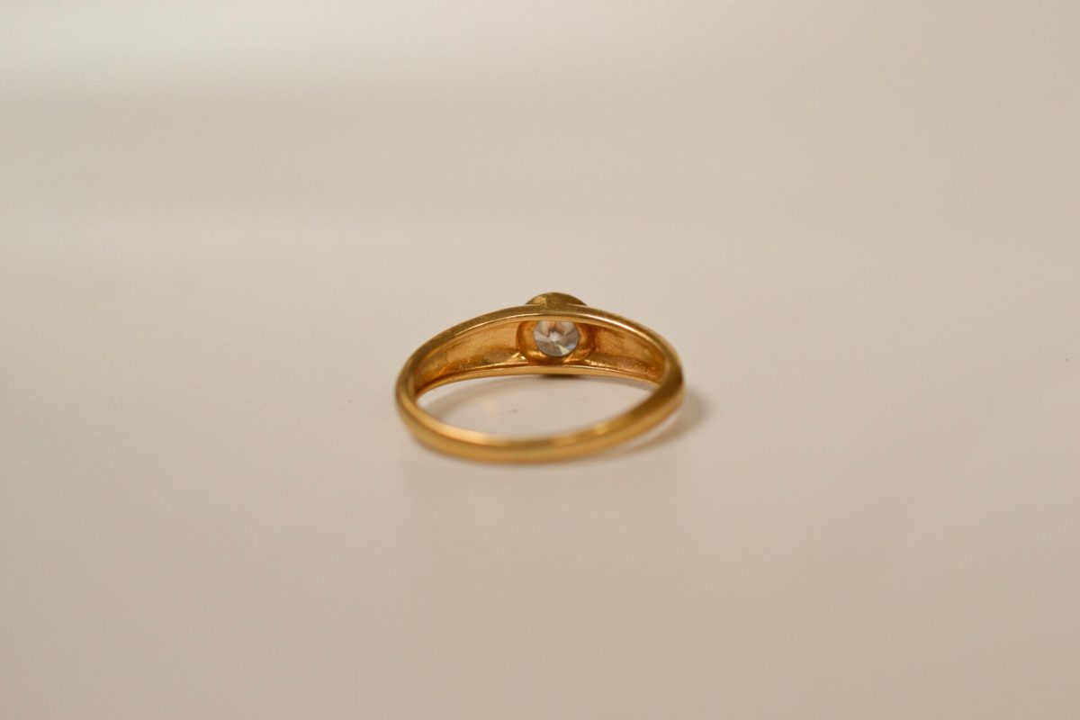 Bague jonc oxyde et émail rouge guilloché