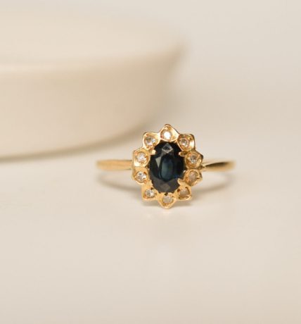 Bague Marguerite Saphir et diamants