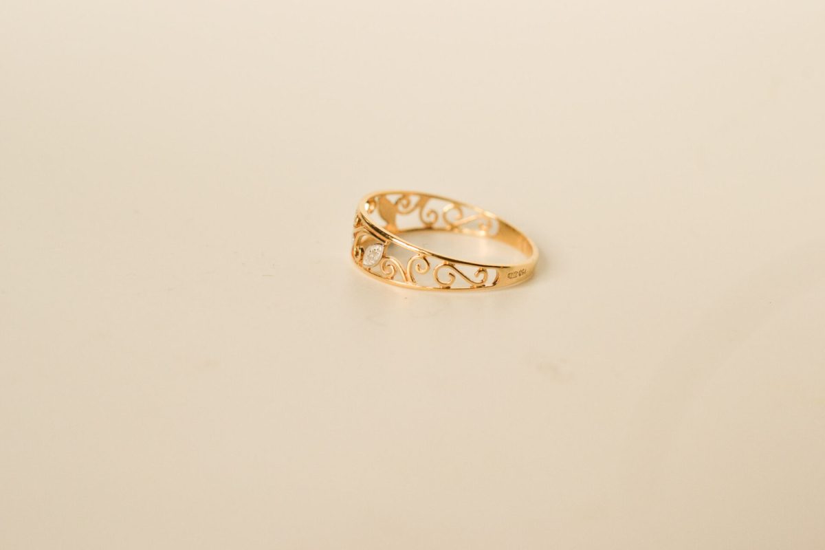 Bague 2 Ors Décor Filigrané Art Nouveau