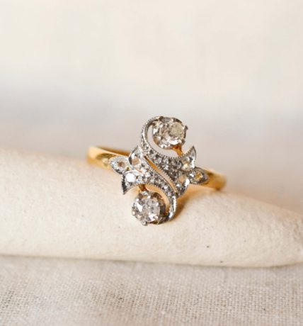 Bague de fiancailles anciennes or jaune et or blanc