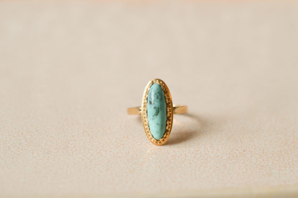 bague navette turquoise en Or 18 carats