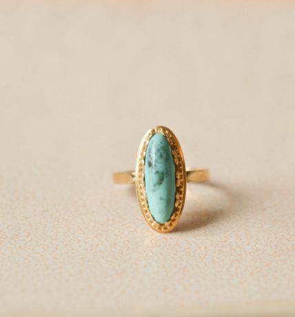 bague navette turquoise en Or 18 carats