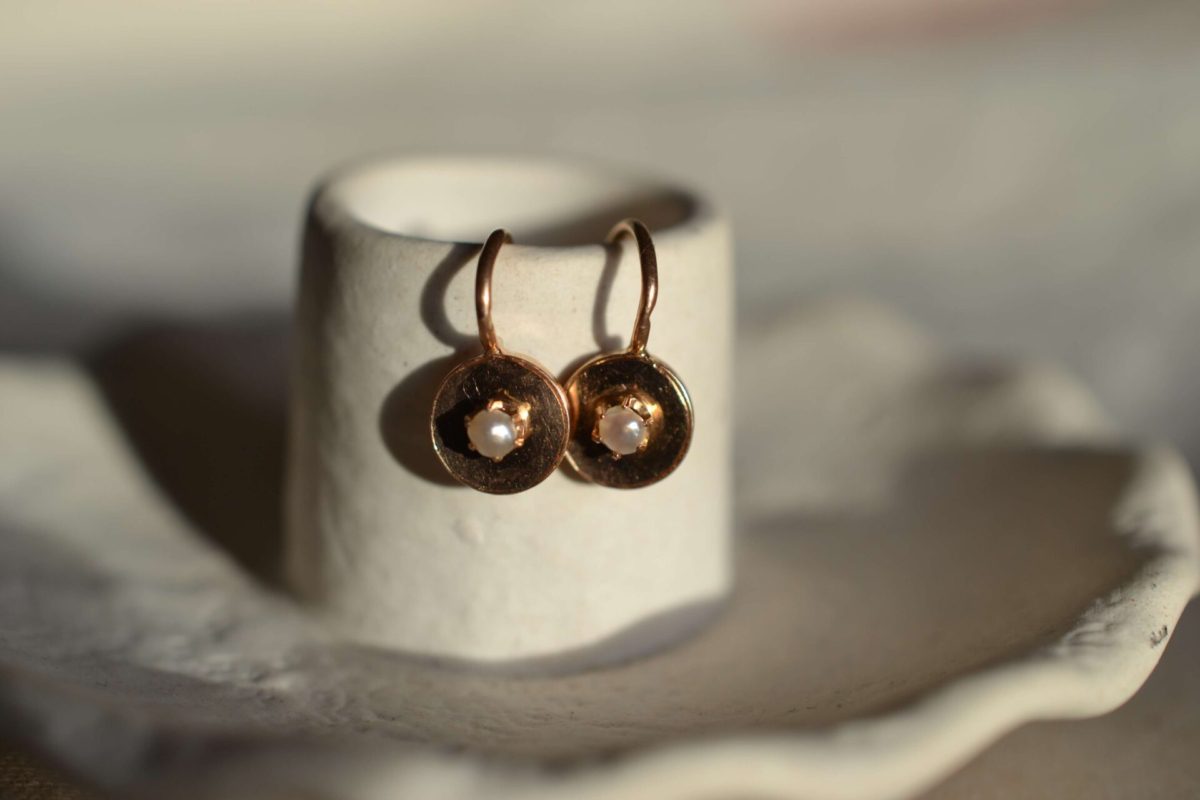 Dormeuses bijou ancien perles naissance juin