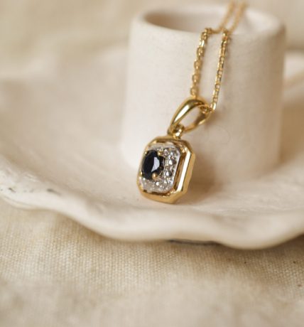 Pendentif rectangle Saphir