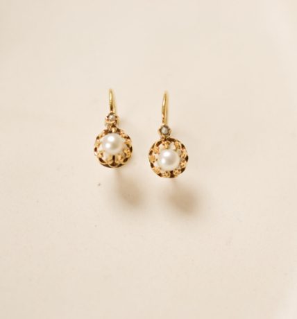 Dormeuses anciennes Or perles