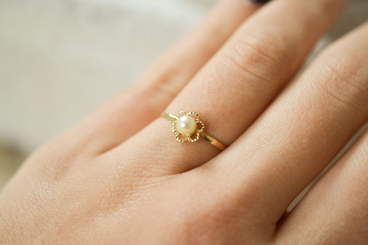 Bague fleur Perle