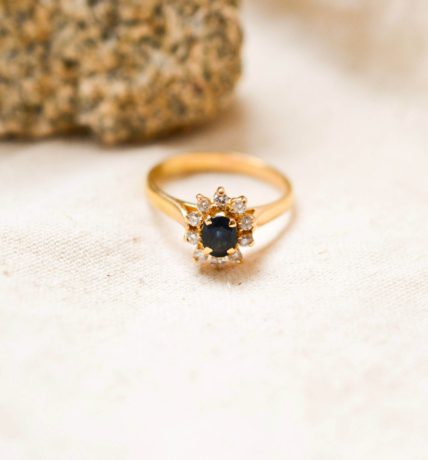 Bague Marguerite Or jaune et Saphir