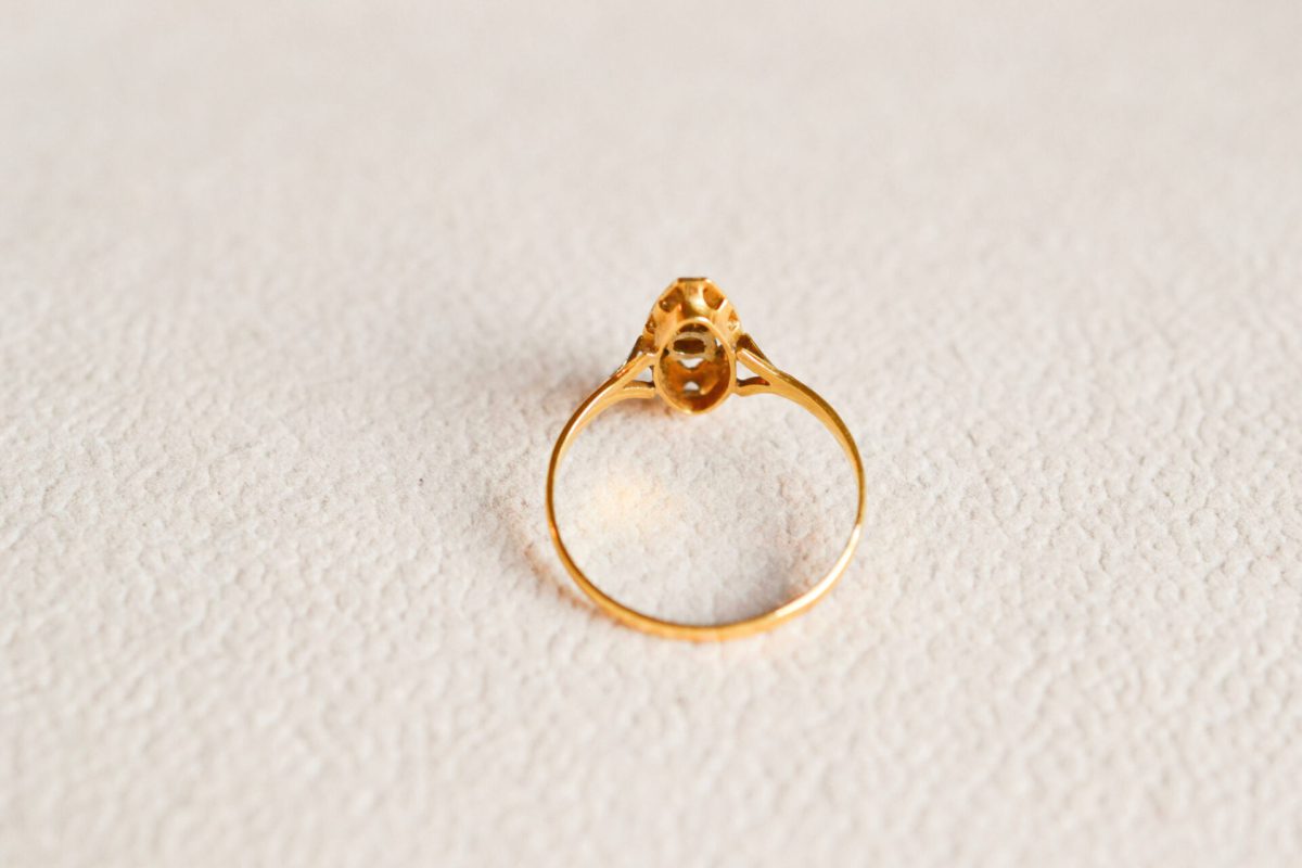 Bague navette 2 Ors Perle