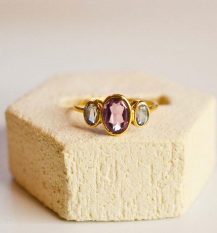 Bague Saphir rose et Spinelles (Verneuil)