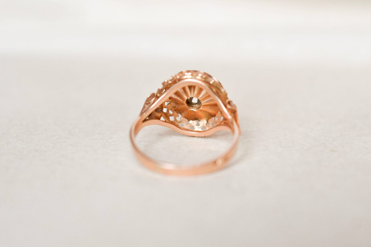 Bague Fleur rétro Or rose oxyde