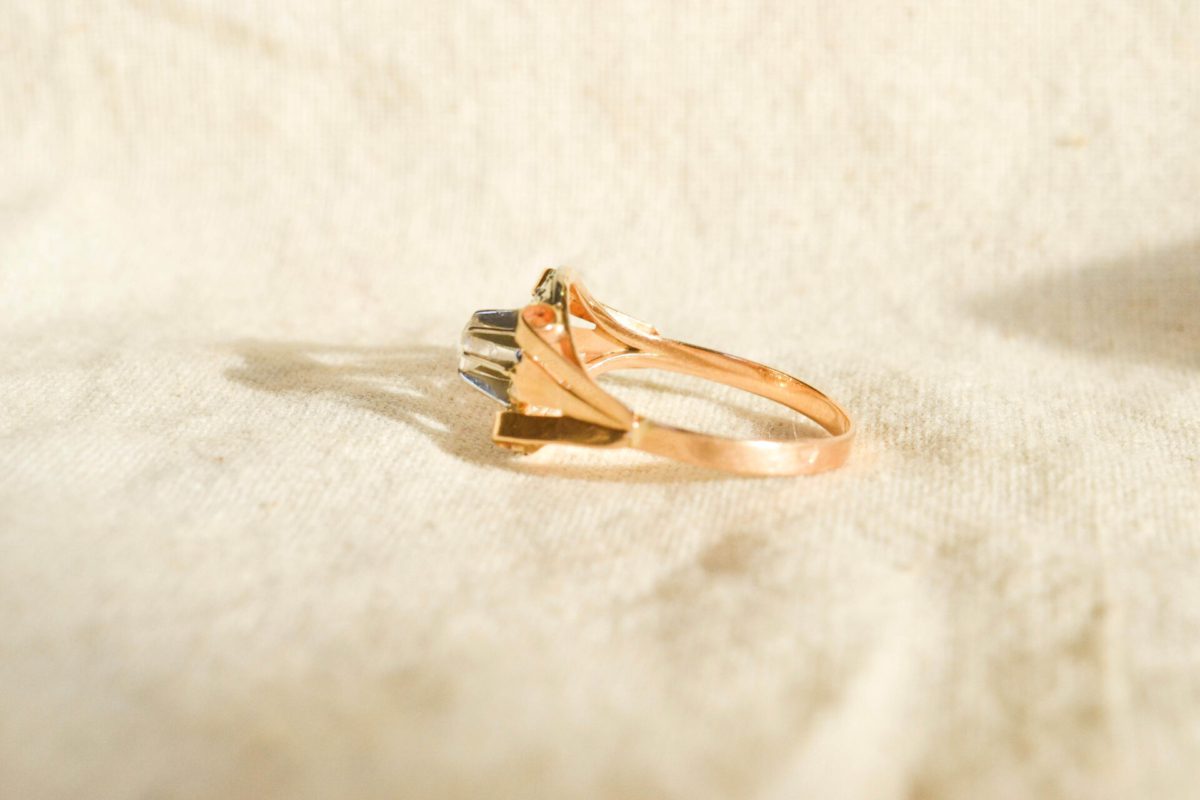 Bague Art Déco Or jaune et Oxyde