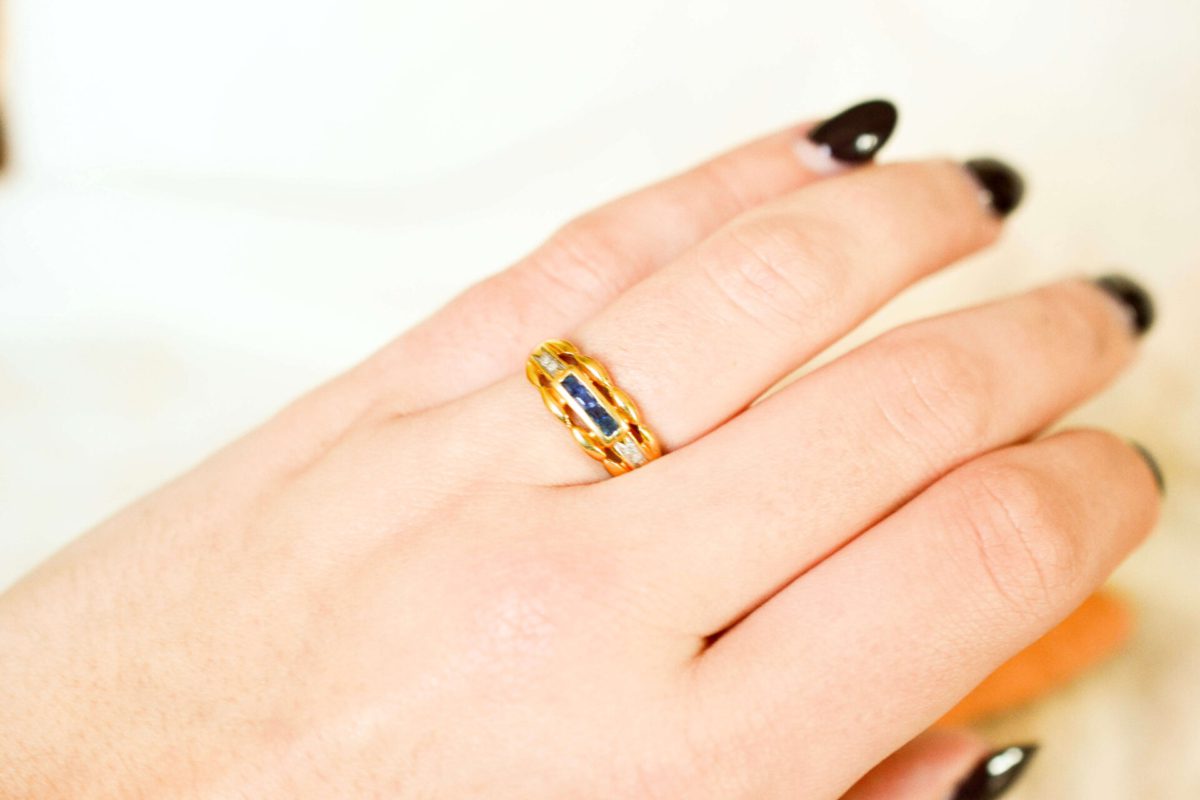 Bague année 50 Saphir et Diamant