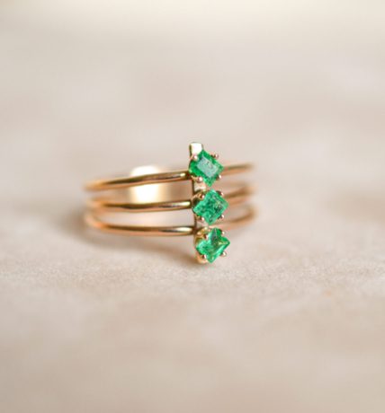 Bague Multi-anneaux Emeraudes