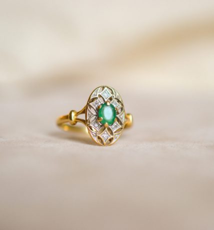 Bague style Art Déco Emeraude