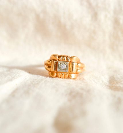 Bague Tank Oxyde et Or jaune