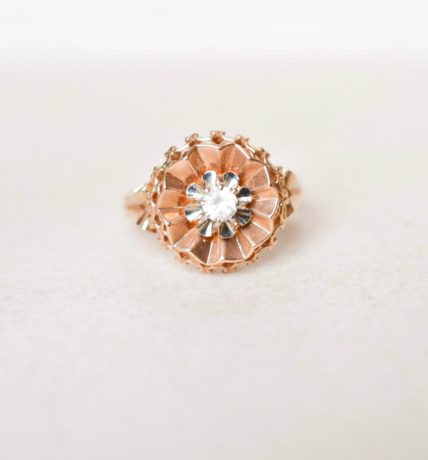 Bague Fleur rétro Or rose oxyde
