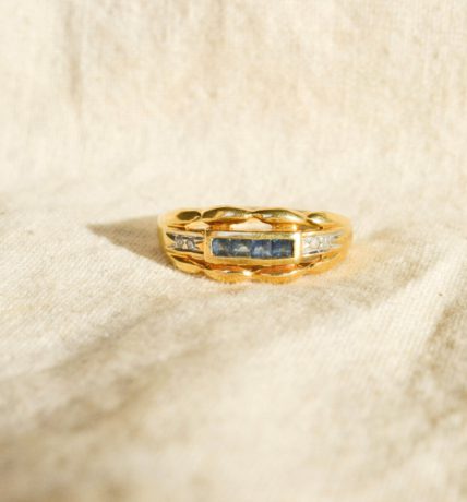 Bague année 50 Saphir et Diamant