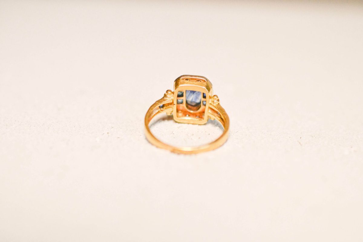Bague Art Déco Octogonale Saphirs Diamants