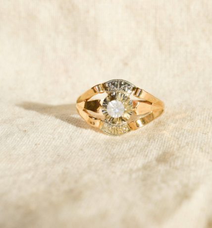Bague Art Déco Or jaune et Oxyde